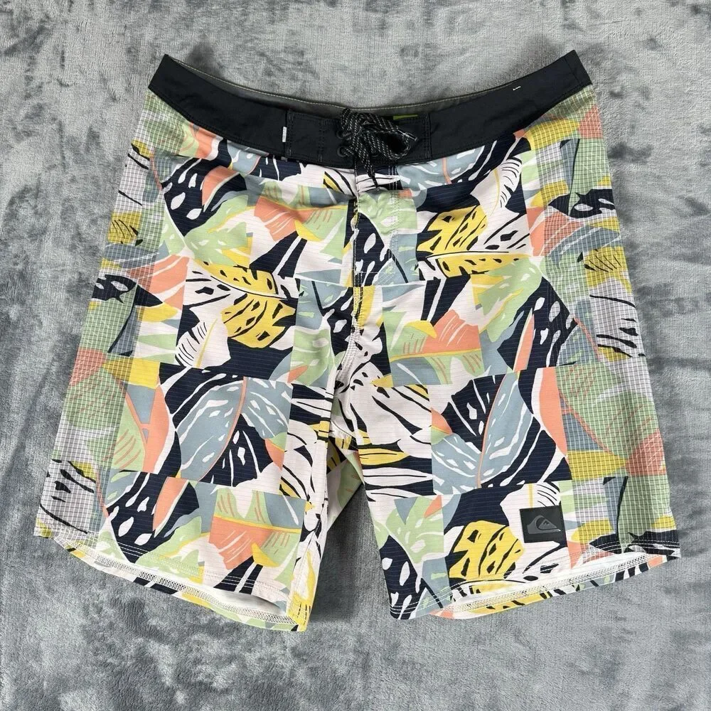 Quiksilver Sz 32 Mystic Session High Mens Shorts Volley Swim Trunk Tropical